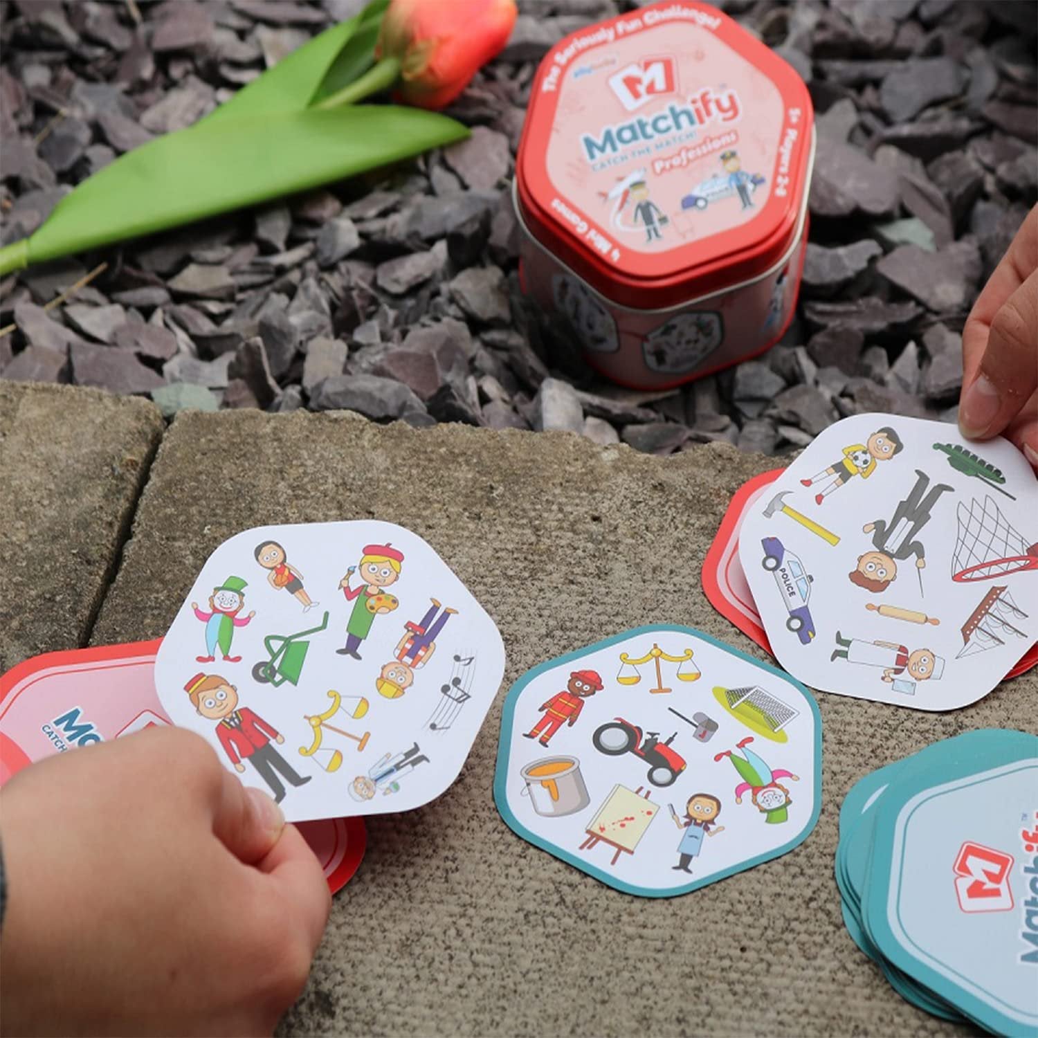 Matchify Card Game: Professions | The Seriously Fun Challenge for Families Kids and Friends Travel Party Card Game - Catch The Match, Spot it, and Shout It Out – Match Crewmates – Learning Game