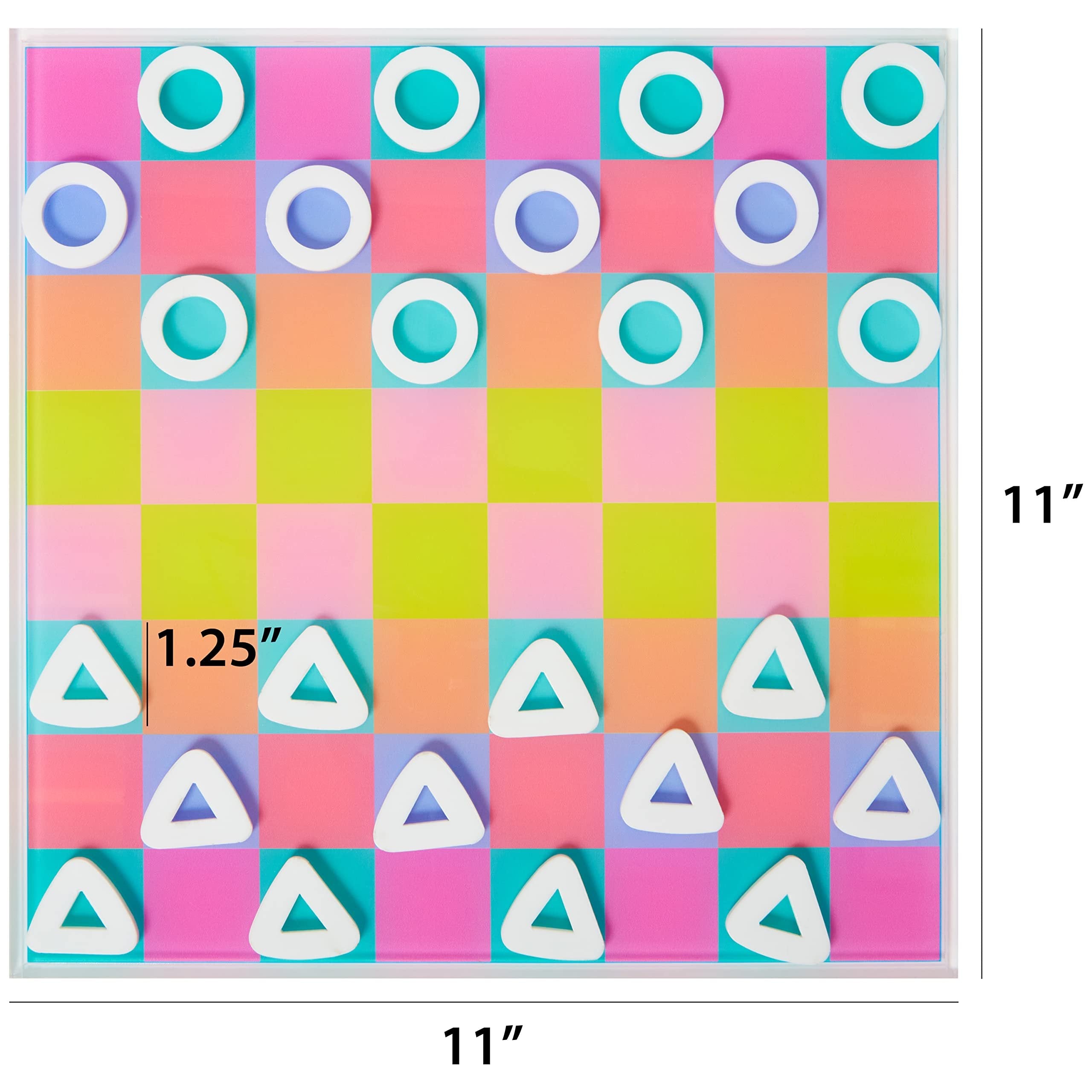 C.R. Gibson GMC-24801 Kailo Chic Acrylic Checkers Board Game Set, 11" x 11", Multicolor, 25pcs