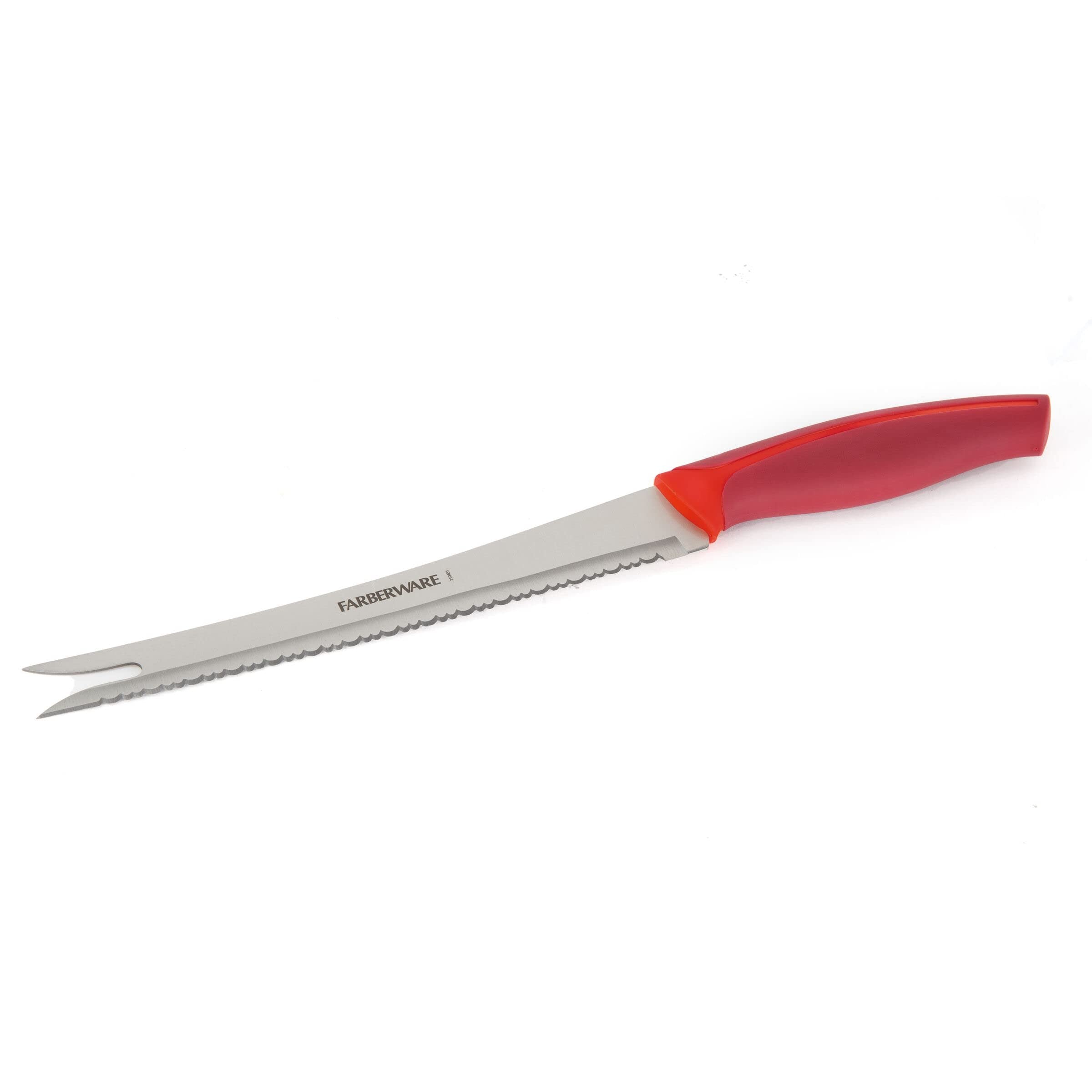 Farberware Slice Bread Knife Ultra-Sharp Serrated Blade, Ergonomic Soft-Grip Handle, Ideal for Precise Cutting, 8 inch, Maroon