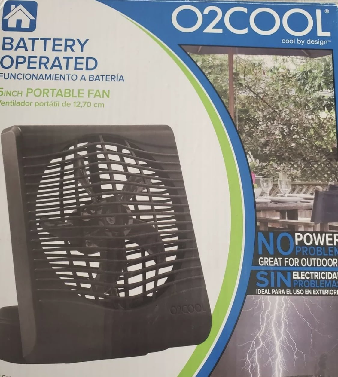 O2COOL Slipstream Battery Operated 5" Portable 2-Speed Fan, Mode #FD05017, Black