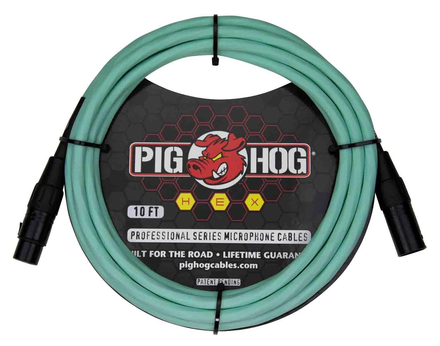 Pig Hog PHMH10SG Hex Series Mic Cable, Seafoam Green 10ft