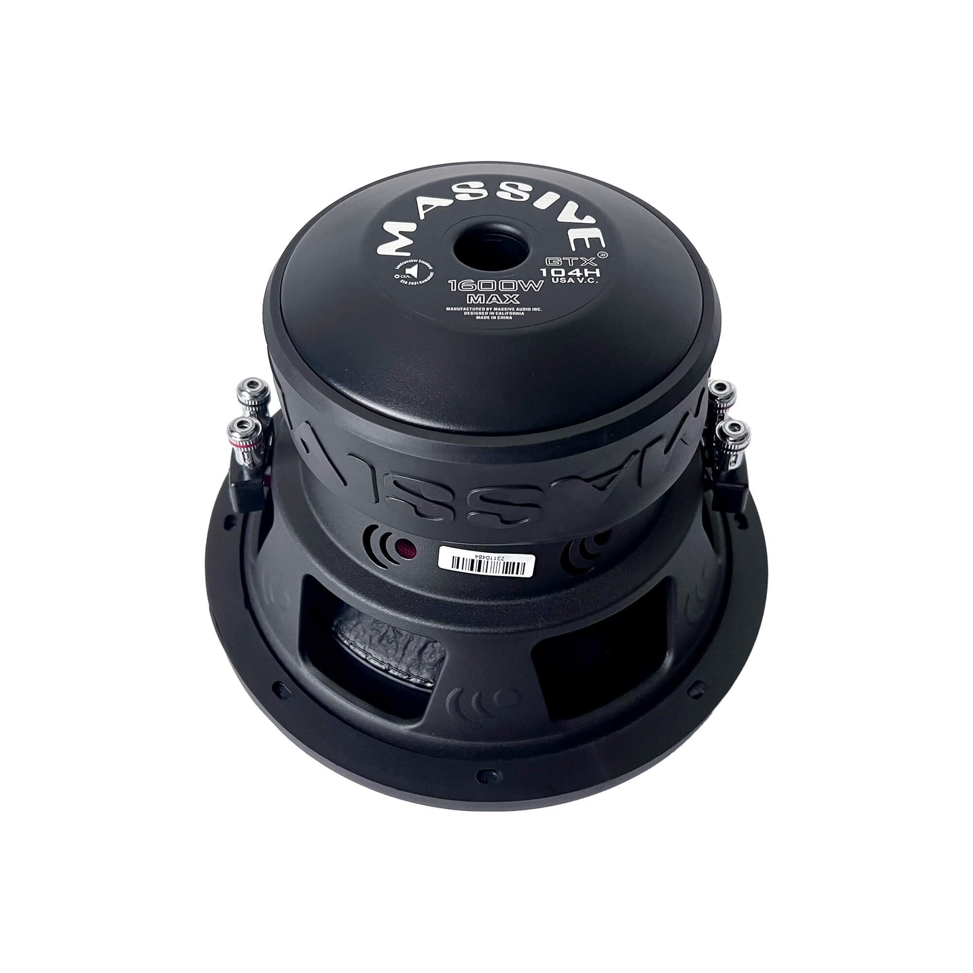 Massive Audio GTX104H - 10" 800 Watts RMS / 1600w MAX Dual 4 Ohm Subwoofer for Controlled deep bass