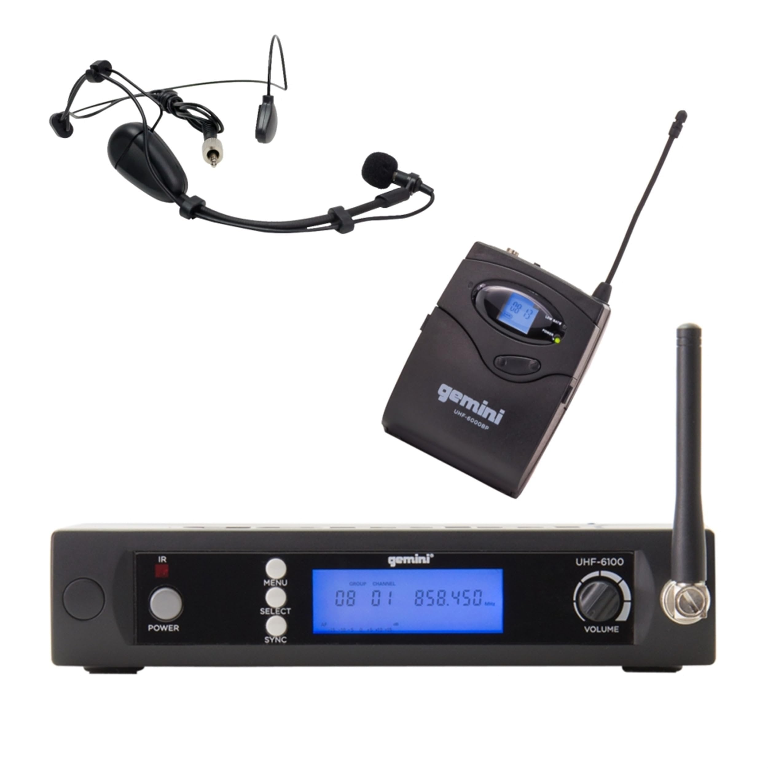 Gemini Sound UHF-6100HL Wireless Lavalier & Headset Mic - Precision Sound for Every Word and Tune