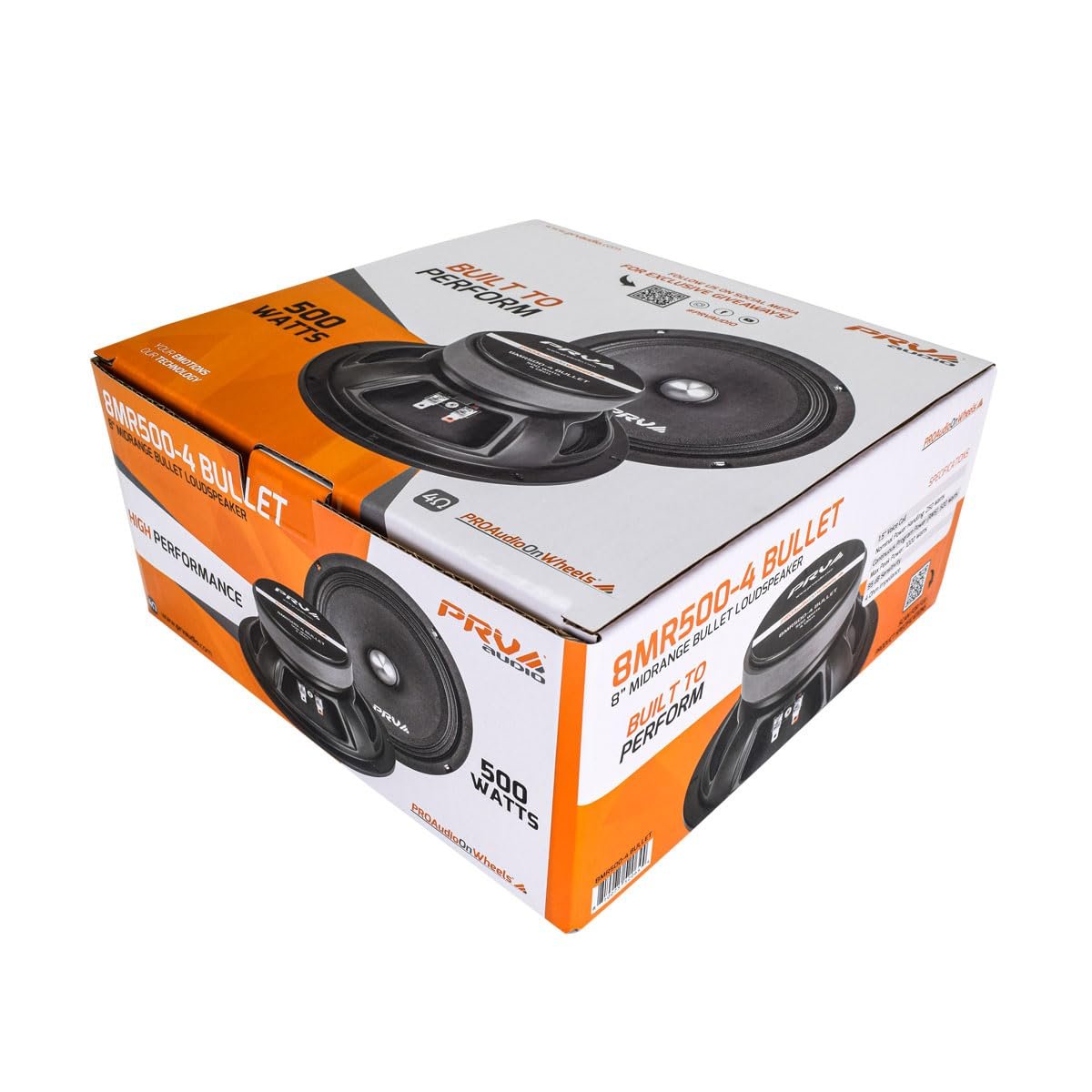 PRV AUDIO 8 Inch Midrange Speaker 8MR500-4 Bullet, 500 Watts Program Power, 4 Ohm, 1.5 in Voice Coil Bullet Speakers for Car Audio Door Louspeaker (Single)