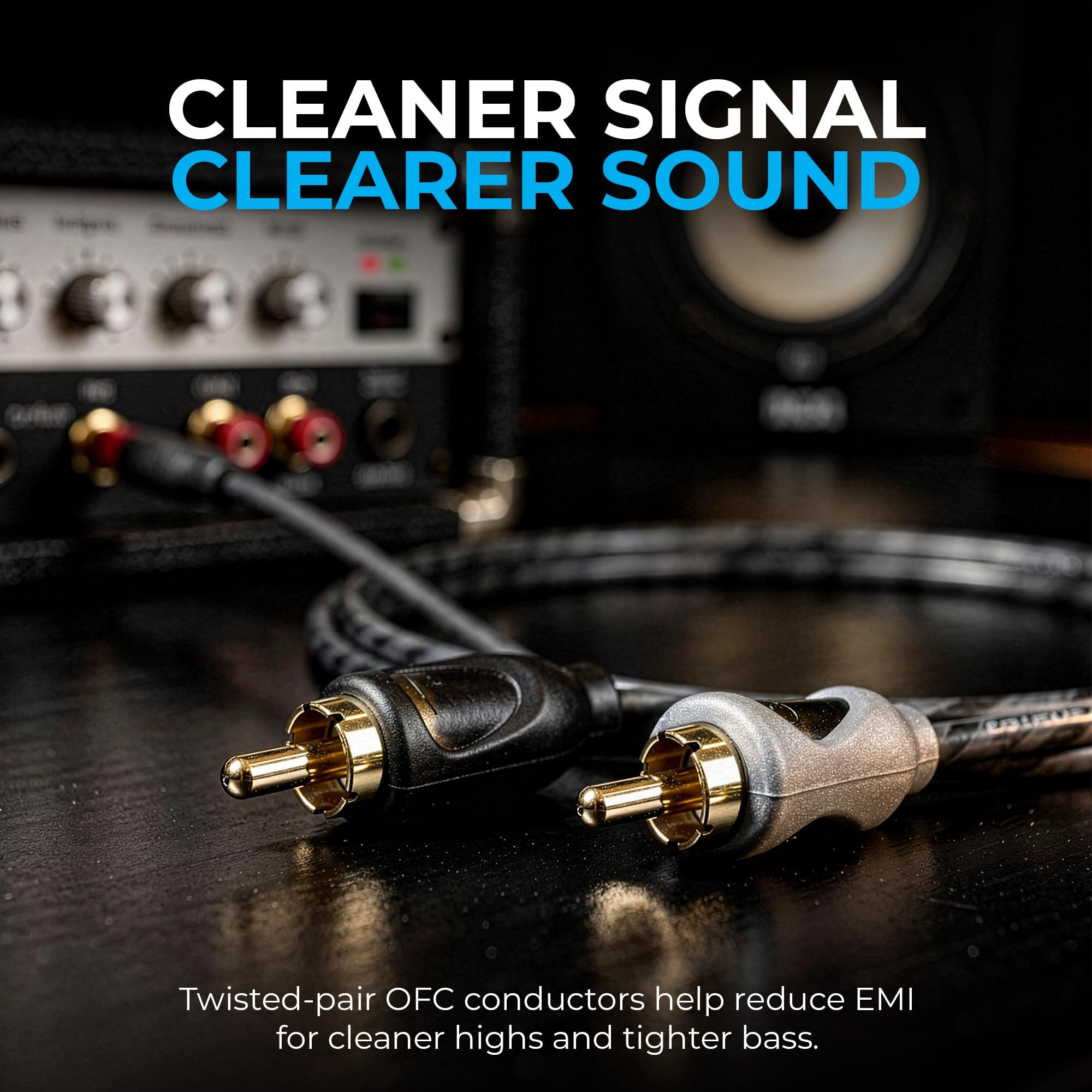 DEEJAY LED RCA Splitter Y Cable, 1 Female to 2 Male Adapter, Twisted Pair OFC Conductors, Soft-Touch Flexible Jacket, EMI Noise Reduction, Secure Spring Grip, Car & Home Stereo AV RCA Y Splitter