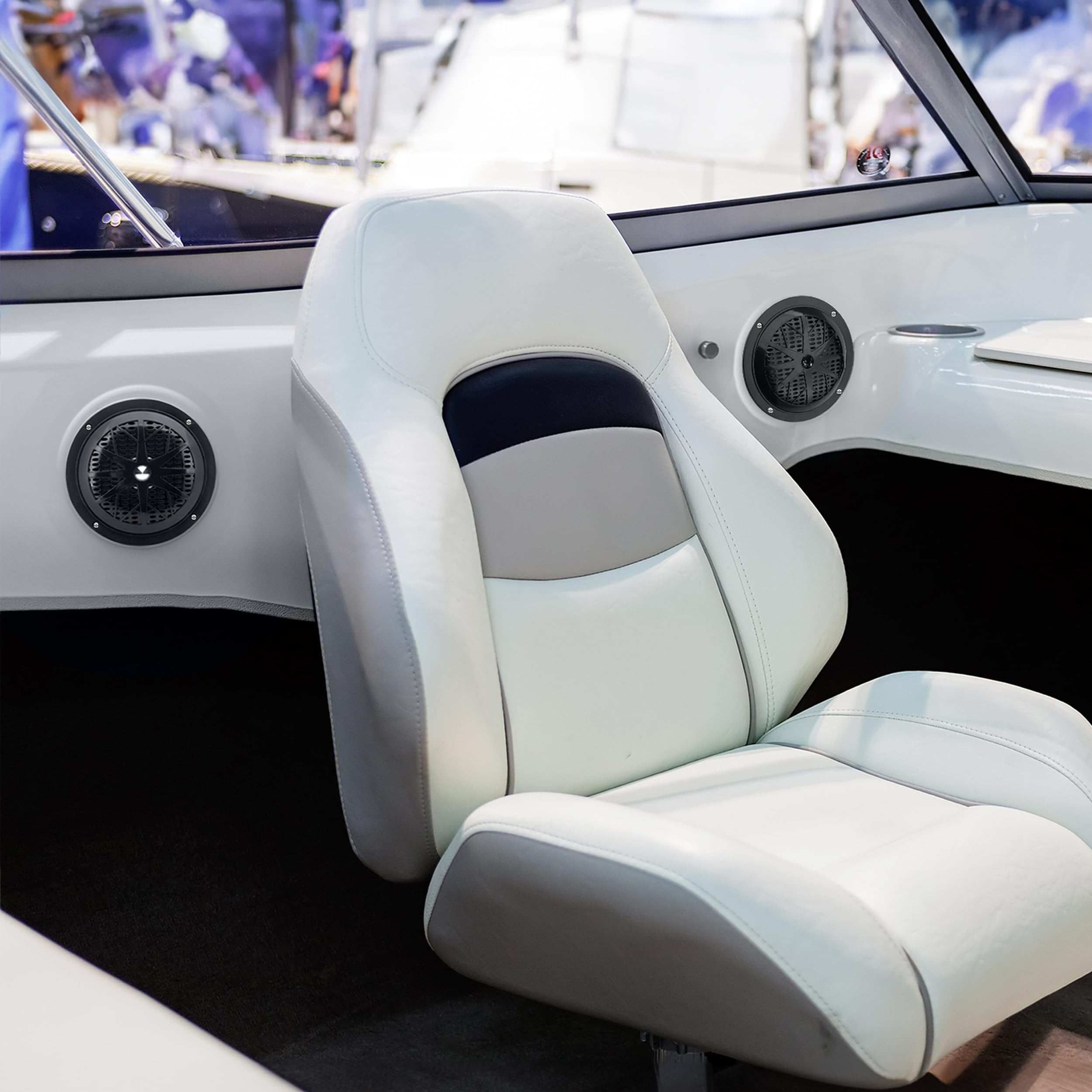 Pyle 5.25 Inch Dual Marine Speakers - 2 Way Waterproof and Weather Resistant Outdoor Audio Stereo Sound System with 100 Watt Power, Polypropylene Cone and Cloth Surround - 1 Pair - PLMR51B (Black)