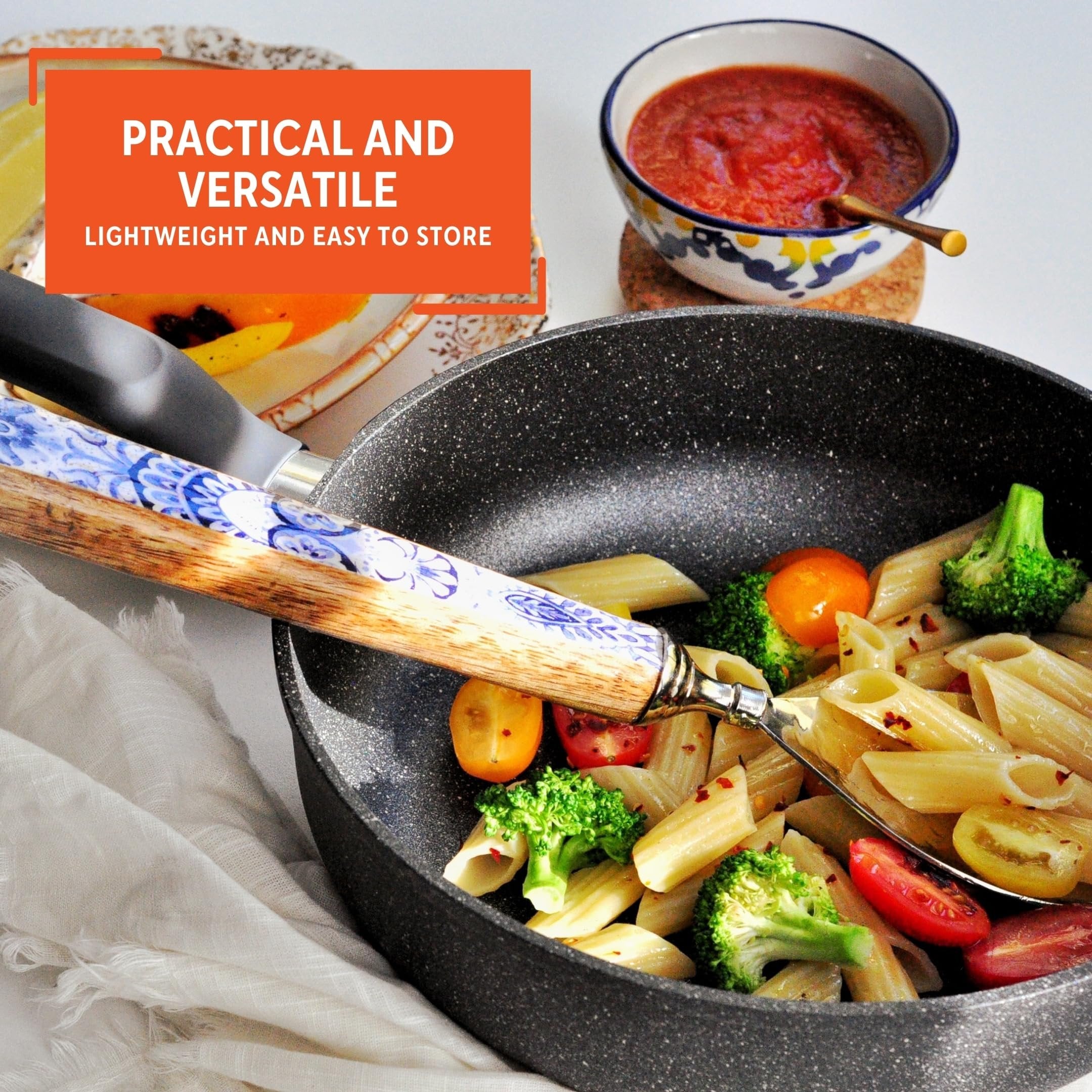 IMUSA 9in Gusto Cast Aluminum Speckled Nonstick Fry Pan with Soft Touch Handle, Gray