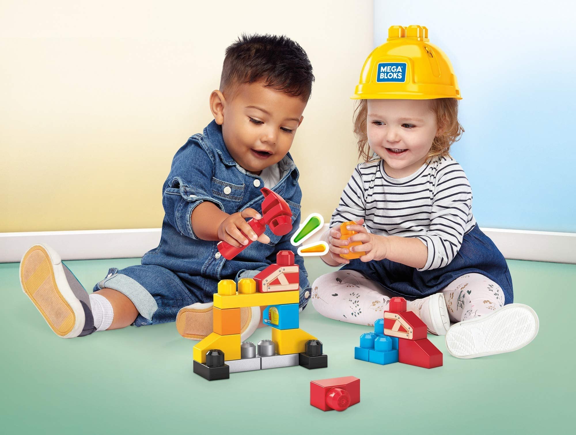 Mega Bloks Lil’ Building Toolkit Preschool Building Set with Hammer