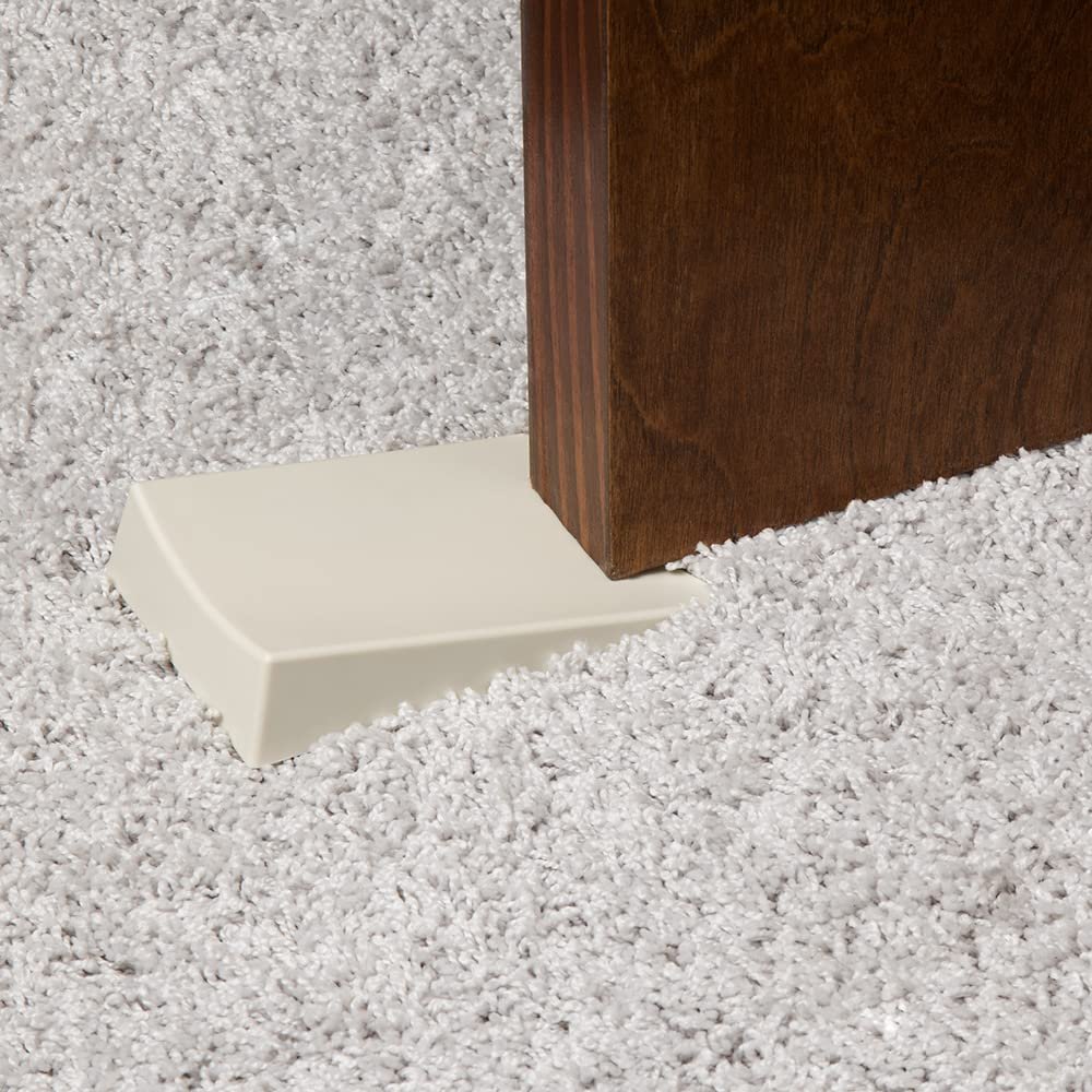 SoftTouch 3 1/4" x 5 1/4" Extra-Wide Non-Marking Doorstop - Protect Walls and Surfaces, Beige