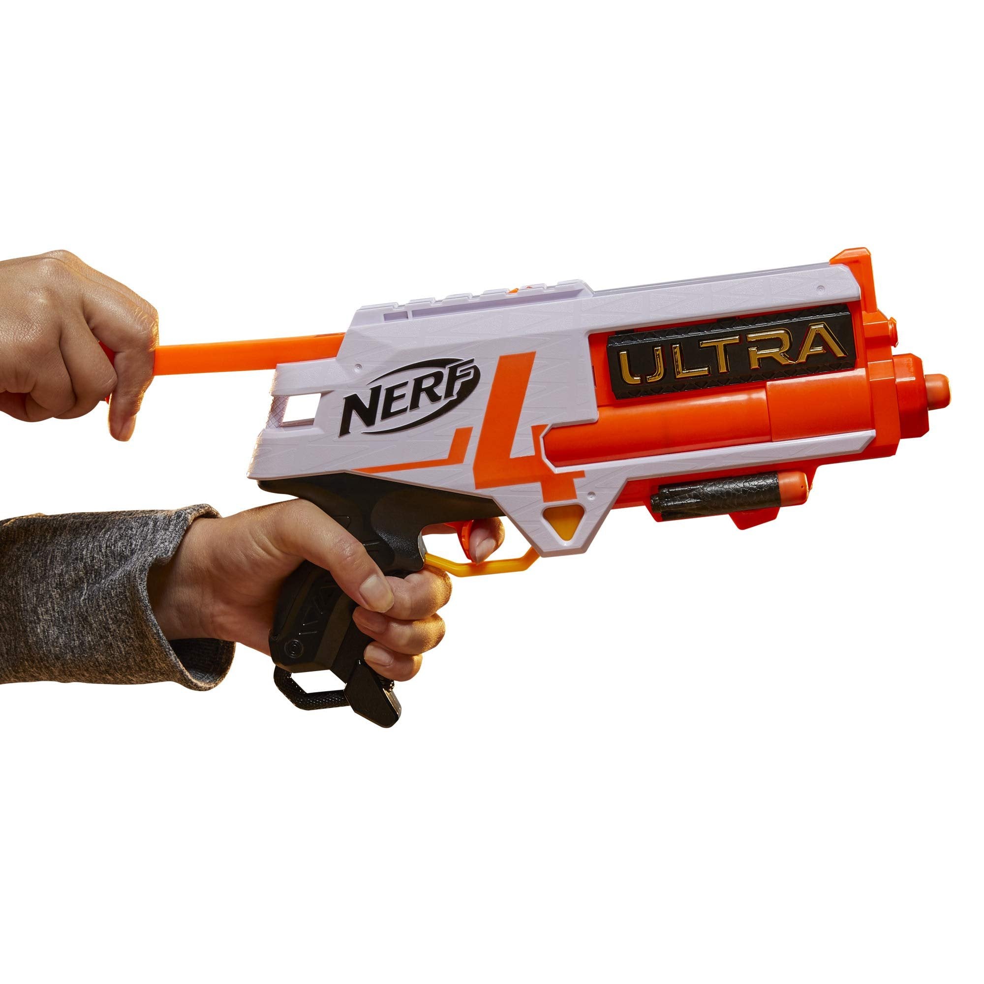 Nerf Ultra Four Dart Blaster - 4 Ultra Darts, Single-Shot Blasting, 2-Dart Storage - Compatible Only Ultra Darts