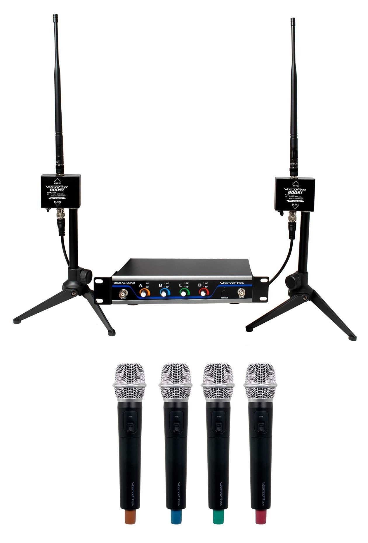 VocoPro System, coaxial, BOOST-ACAPELLA-4-600ft. Long-Range Digital, Wireless Microphone Package (Boost-Acapella-4)