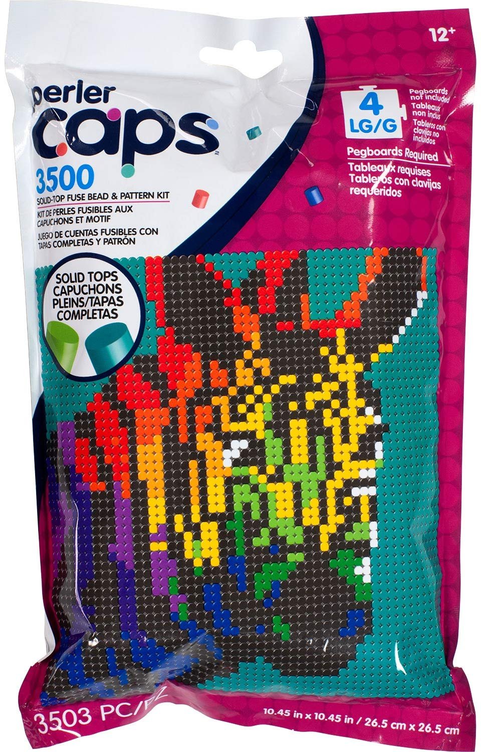 Perler 80-11147 Solid-Top Cap Fuse Beads, 3505pcs, Zebra Pattern Kit