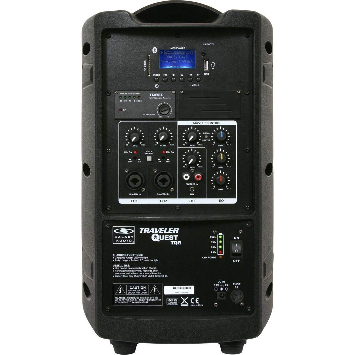 Galaxy Audio TQ8 Battery Powered Mini PA Speaker with Handheld Wireless Microphone