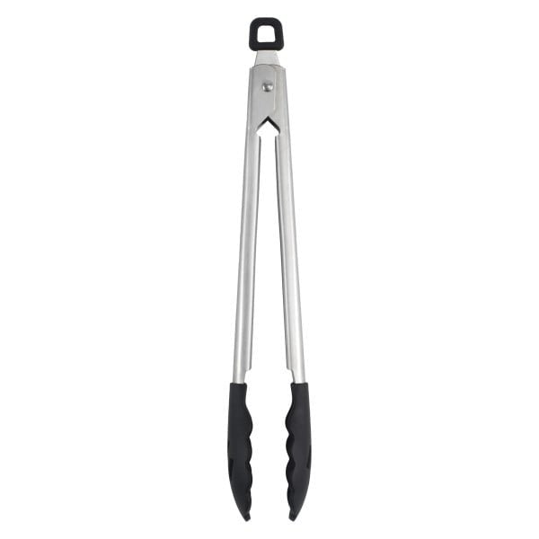 GoodCook Gourmet Locking Tongs, 11in Heavy Gauge Stainless Steel with Scalloped Head Silicone Grip