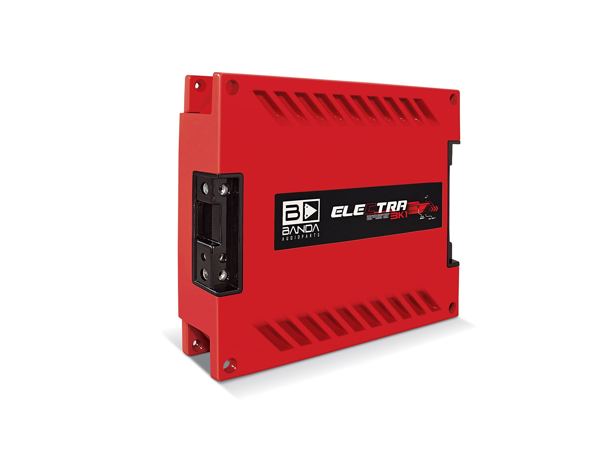 BANDA Electra 1-Ch. Vehicle Audio Bass Amplifier - 3000WRMS D Class High-Powered Mono Bass Amp w/Subsonic & Low Pass Filters Stable @ 1ohm, LED Indicators, Sound Specialization, Red - BANDA 3K1OHMRED