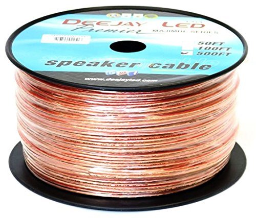 Professional Grade 500-foot 2-conductor 18 Gauge Stranded Speaker Hook Up Cable Ideal For Home, Car Or Office For Connecting A Receiver Or Amplifier To Speakers For Great Sound DEEJAY LED TBH18AWG500