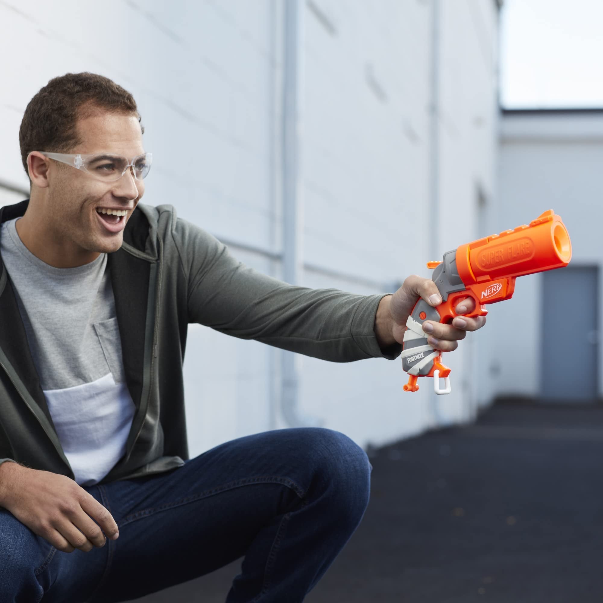 Nerf Fortnite Flare Dart Blaster, Break-Open Dart Loading, Includes 3 Mega Darts That Whistle Through The Air, Pull-Down Priming Handle