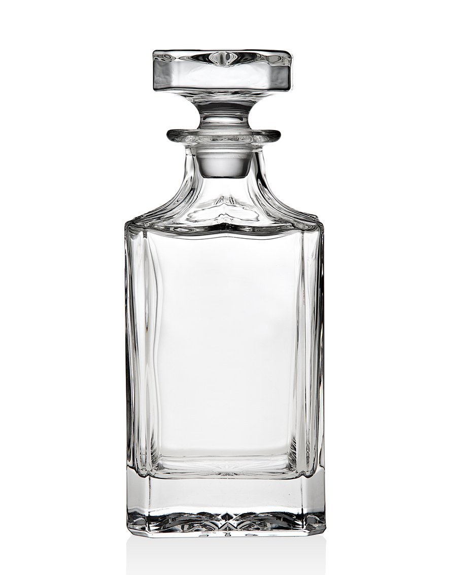 Godinger Clarion Square Whiskey Decanter with Glass Stopper for Wine, Bourbon, Brandy, Liquor, Juice 25 oz, Perfect for Engraving