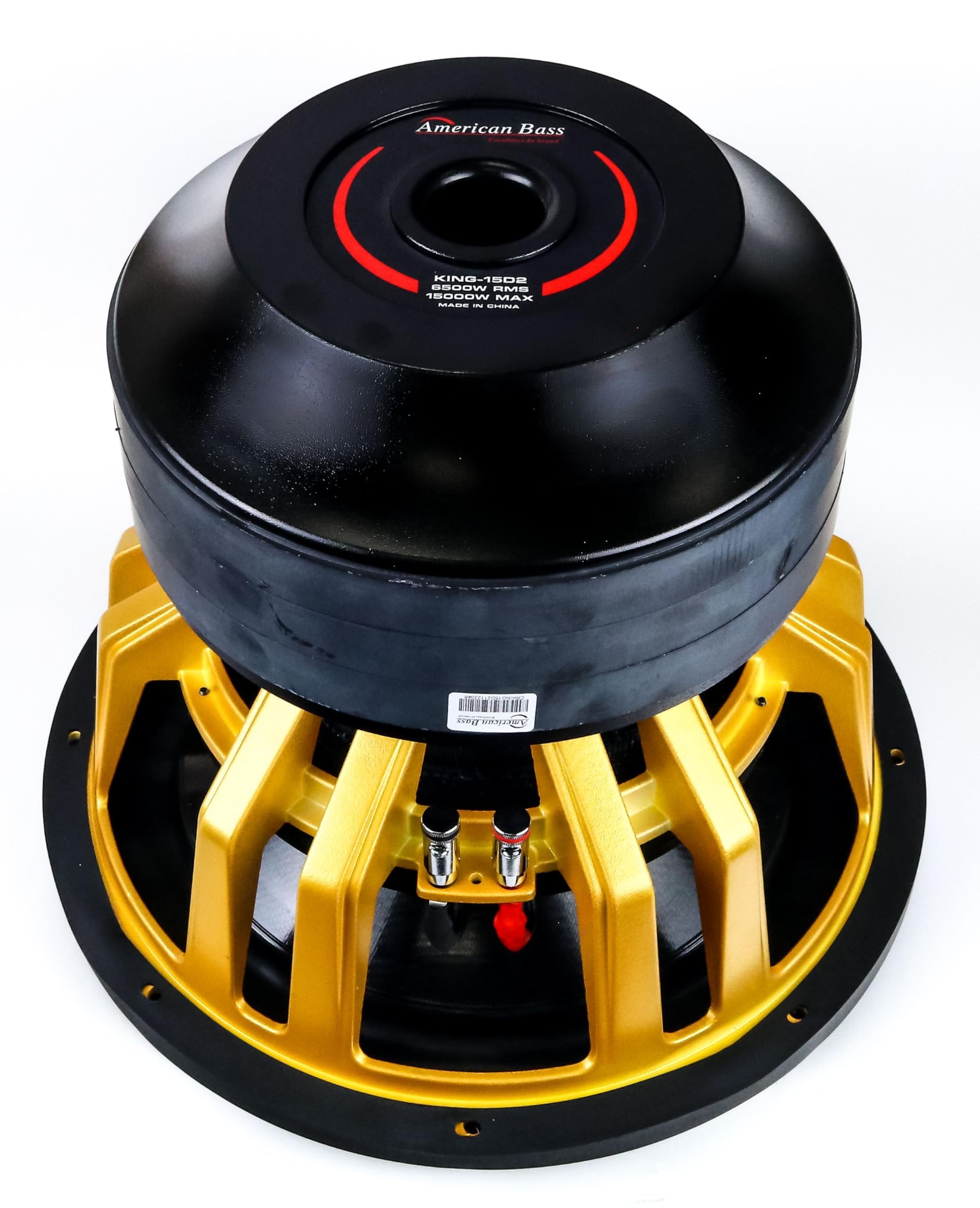 American Bass King 15 Inch Subwoofer 6500 Watt RMS and 15,000 Watt Max Power, 2 Ohm Impedance, 613-oz Magnet, and 4.5-inch Voice Coil, Pack of 1