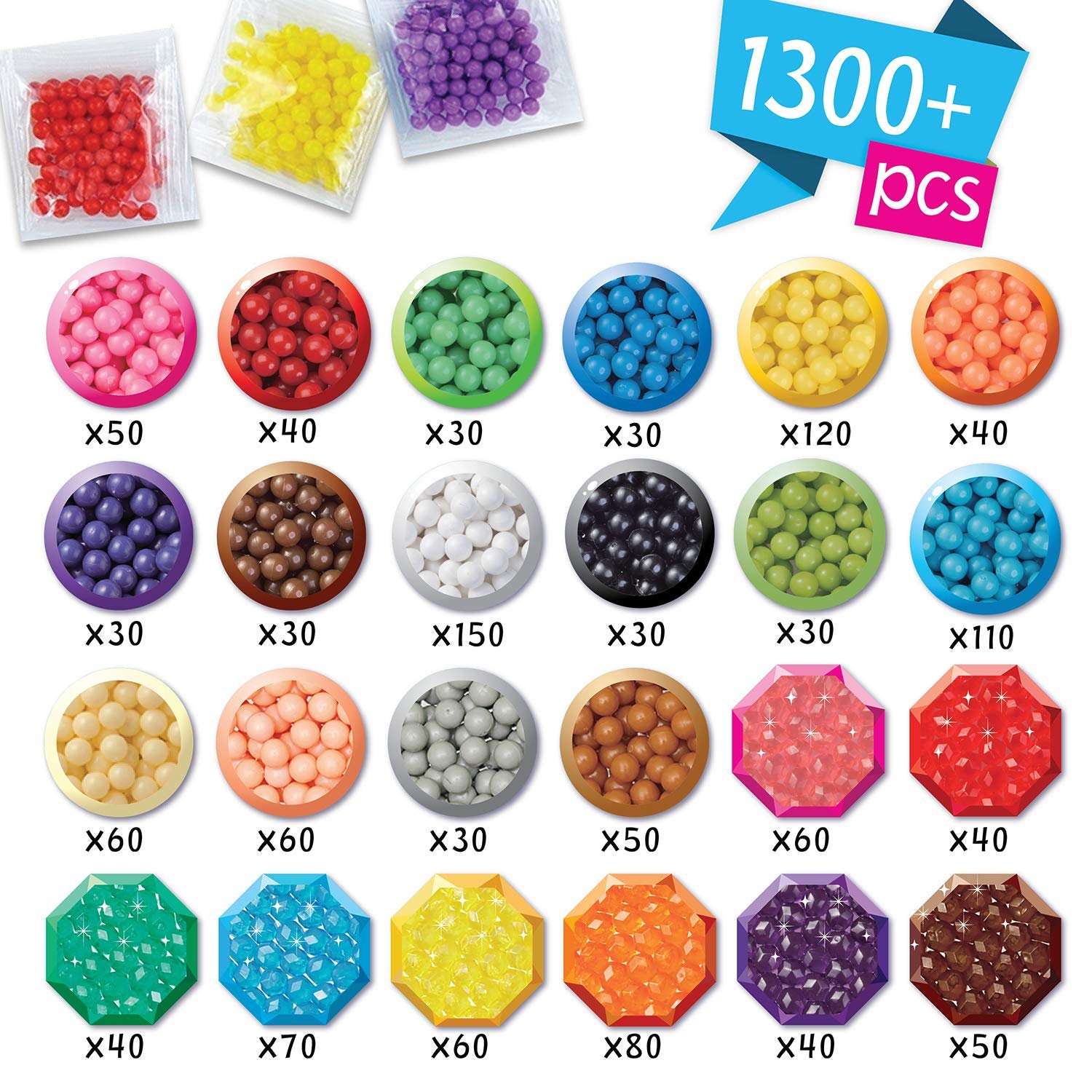 Aquabeads Deluxe Studio - Craft Kit Complete with Over 1300 Solid and Jewel Beads, 2 Flip Trays, Sprayer, Rainbow Bead Pen and Bead Palette Storage Case!