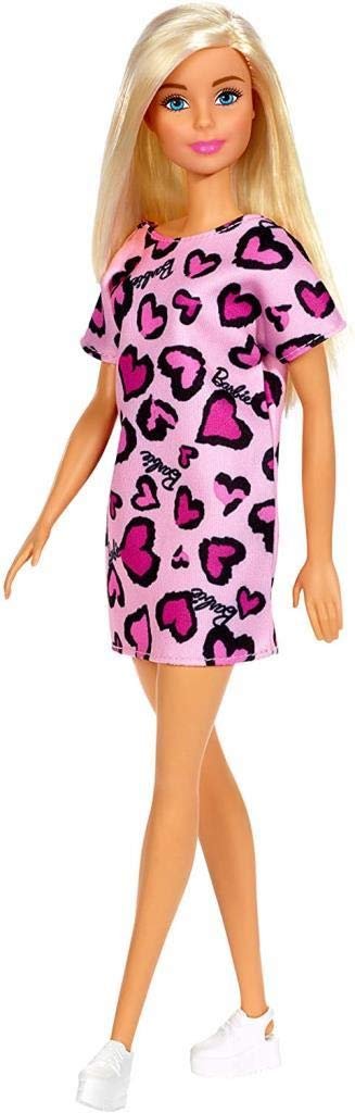 BarbieDoll, Blonde, Wearing Pink Heart-Print Dress and Platform Sneakers, for 3 to 7 Year Olds