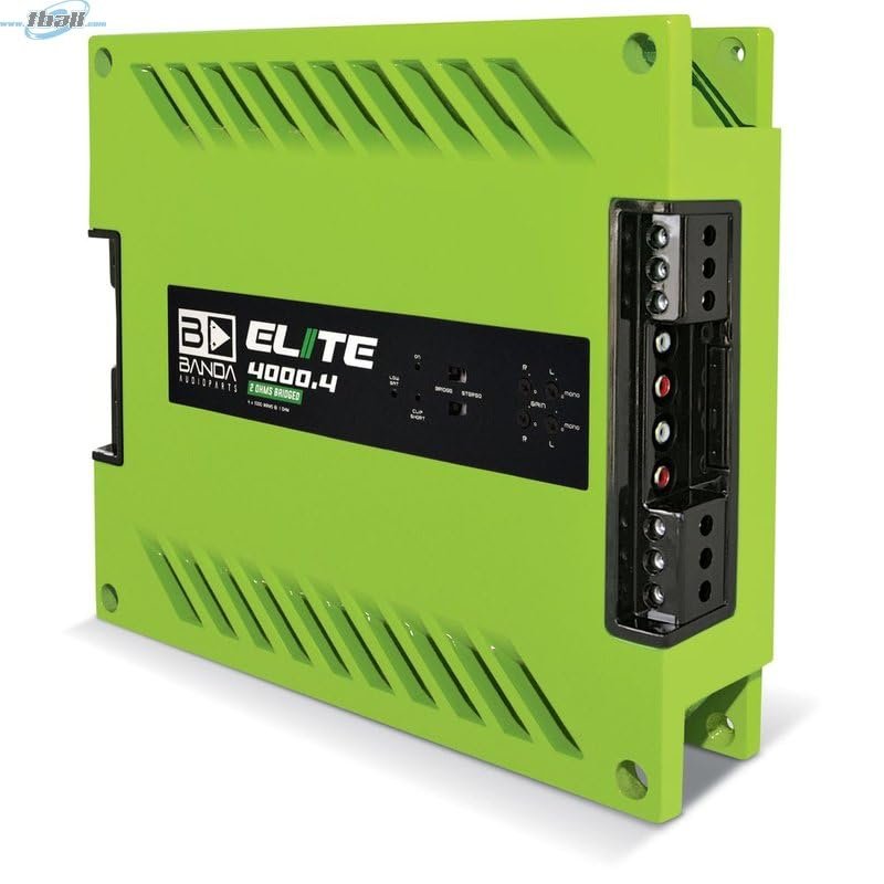 4-Ch. Vehicle Audio Bass Amplifier - 1000W High-Powered Mono Bass Amplifier w/Subsonic Filter & Low Pass Filter Stable at 1 ohm, LED Indicators, Sound Specialization, Green - BANDA 4000.41OHMGREEN