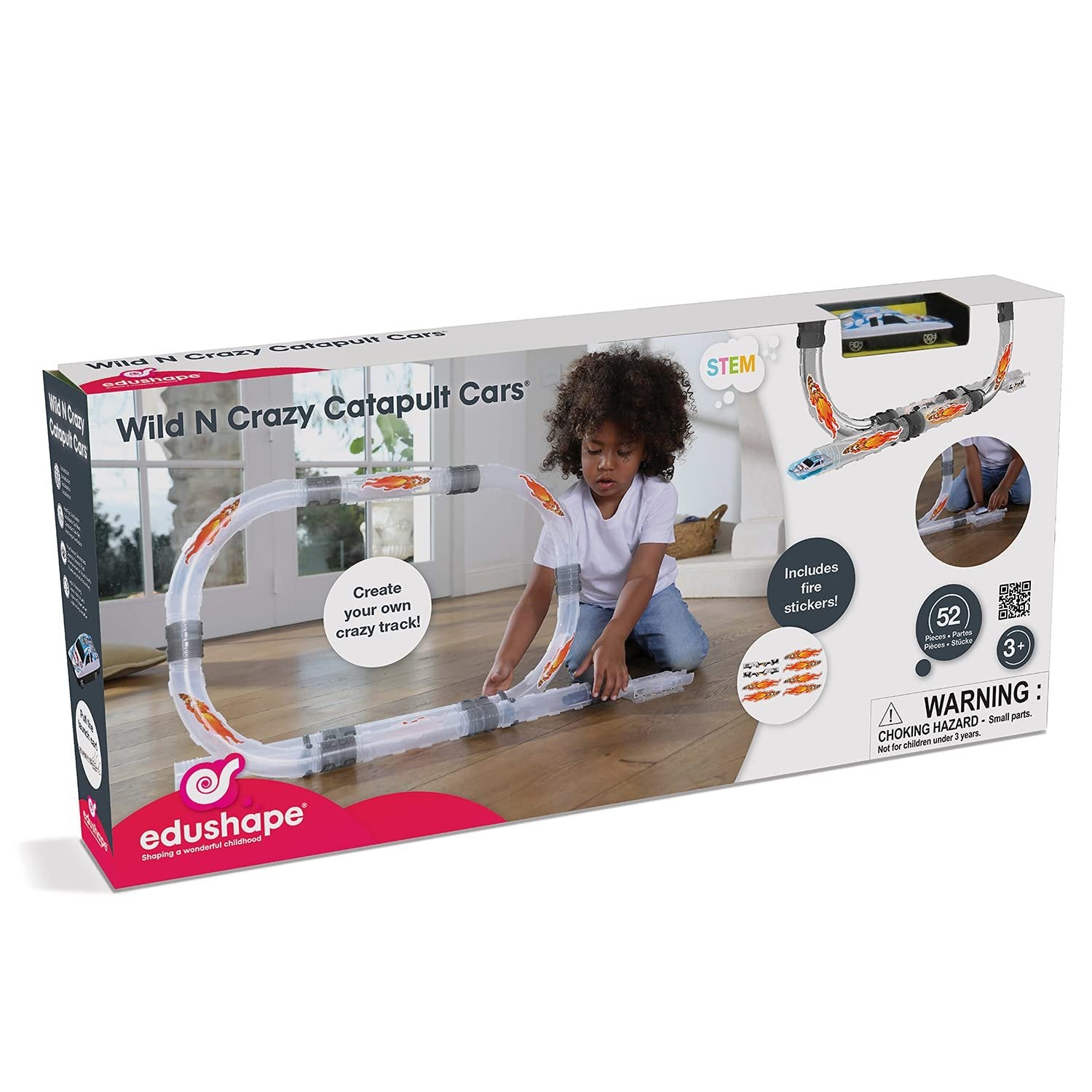 Edushape Catapult Cars Race Track 52 Piece Tube Play Set - Use The String Launcher to Zoom at High Speeds