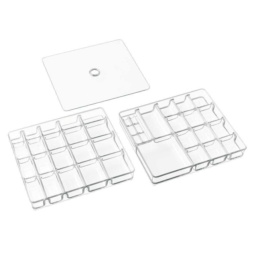 iDesign Linus Plastic BPA-Free Fashion Jewelry Vanity and Drawer Organizer, Tray for Rings, Earrings, Bracelets, Necklaces, 8.75" x 7.75" x 2.75", Set of 3, Clear