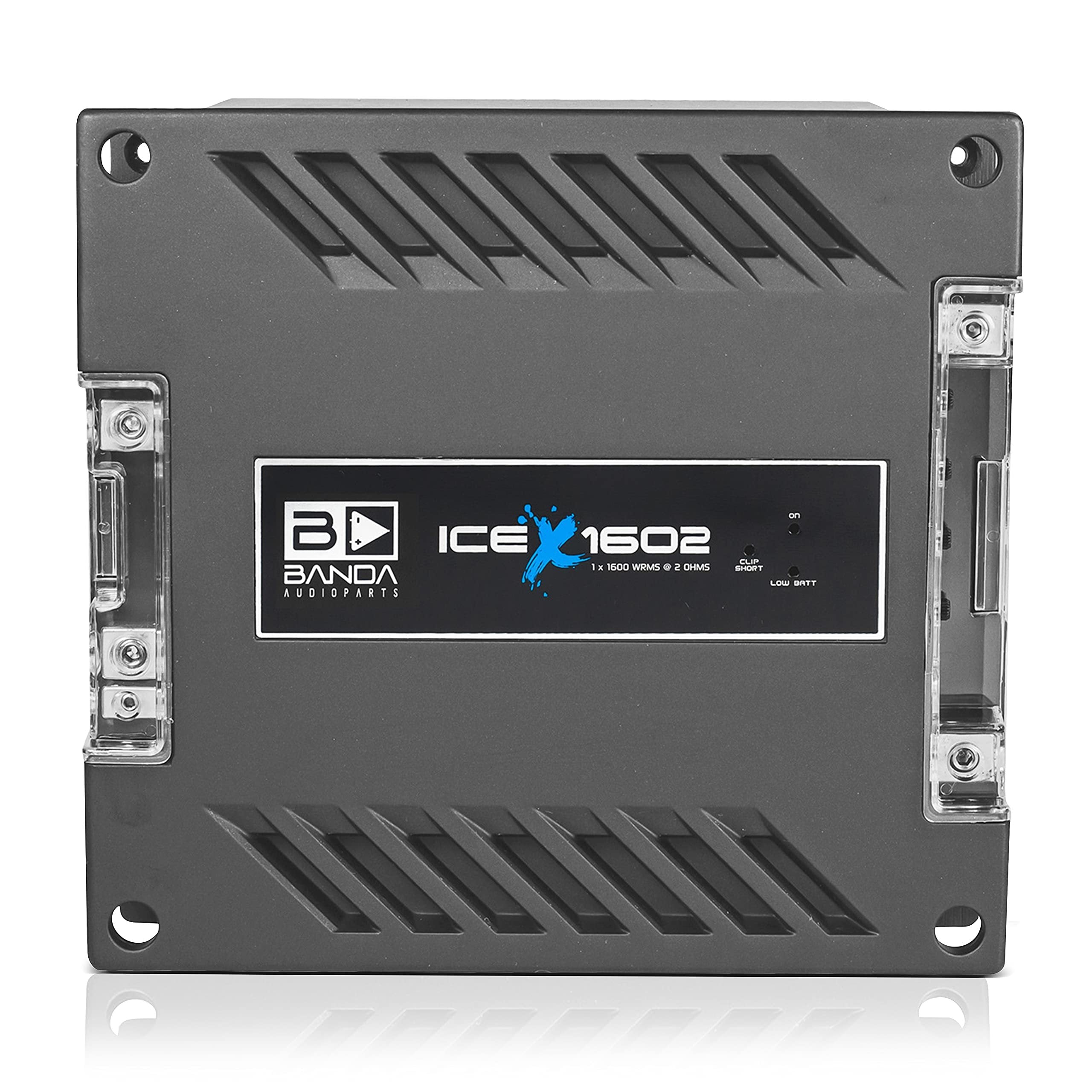1-Channel Vehicle Audio Bass Amplifier - 1900 Watts High-Powered Mono Bass Amplifier w/Subsonic Filter and Low Pass Filter Stable at 2 ohms, LED Indicators, Sound Specialization - BANDA ICEX1602