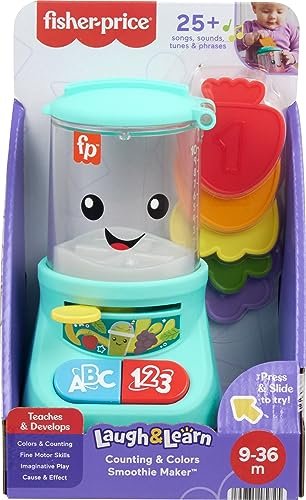 Fisher-Price Laugh & Learn Baby & Toddler Toy Counting & Colors Smoothie Maker Pretend Blender with Music & Lights for Ages 9+ Months
