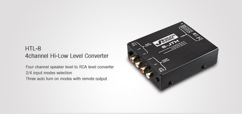 Sound Magus HTL8 4 Channel Line Level Adapter Switchable from 2 to 4 Channel Professional Car Stereo Speaker Level to RCA Converter Easy to Install