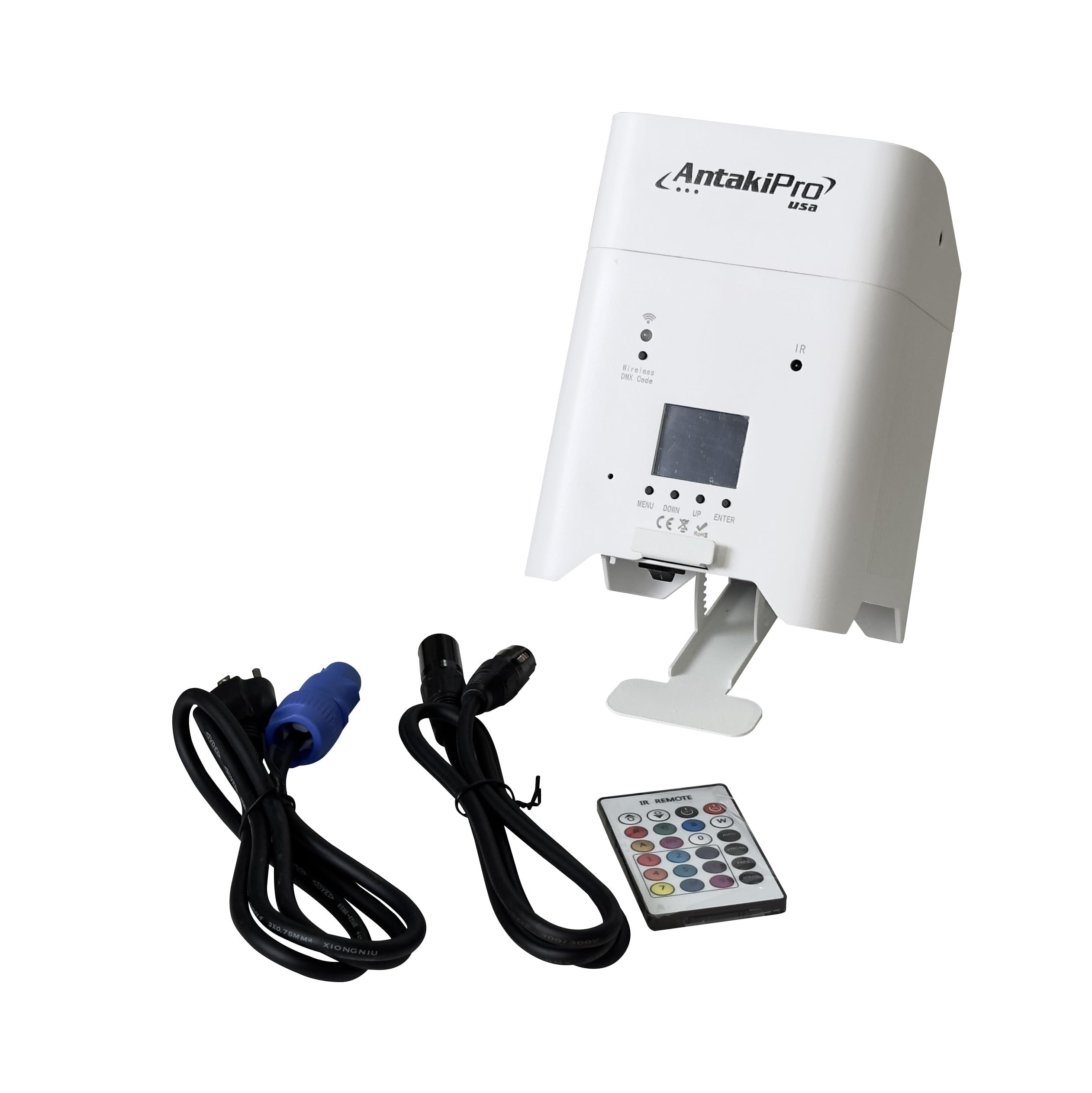 ANTAKIPRO Portable 6X6 Dynamic Stage Lighting – Wireless Battery LED Par Lights, DJ Lighting, Party Lights with 6x18W RGBWAUV, DMX512, Remote, 15°-40° Lens, 15h Runtime (White)