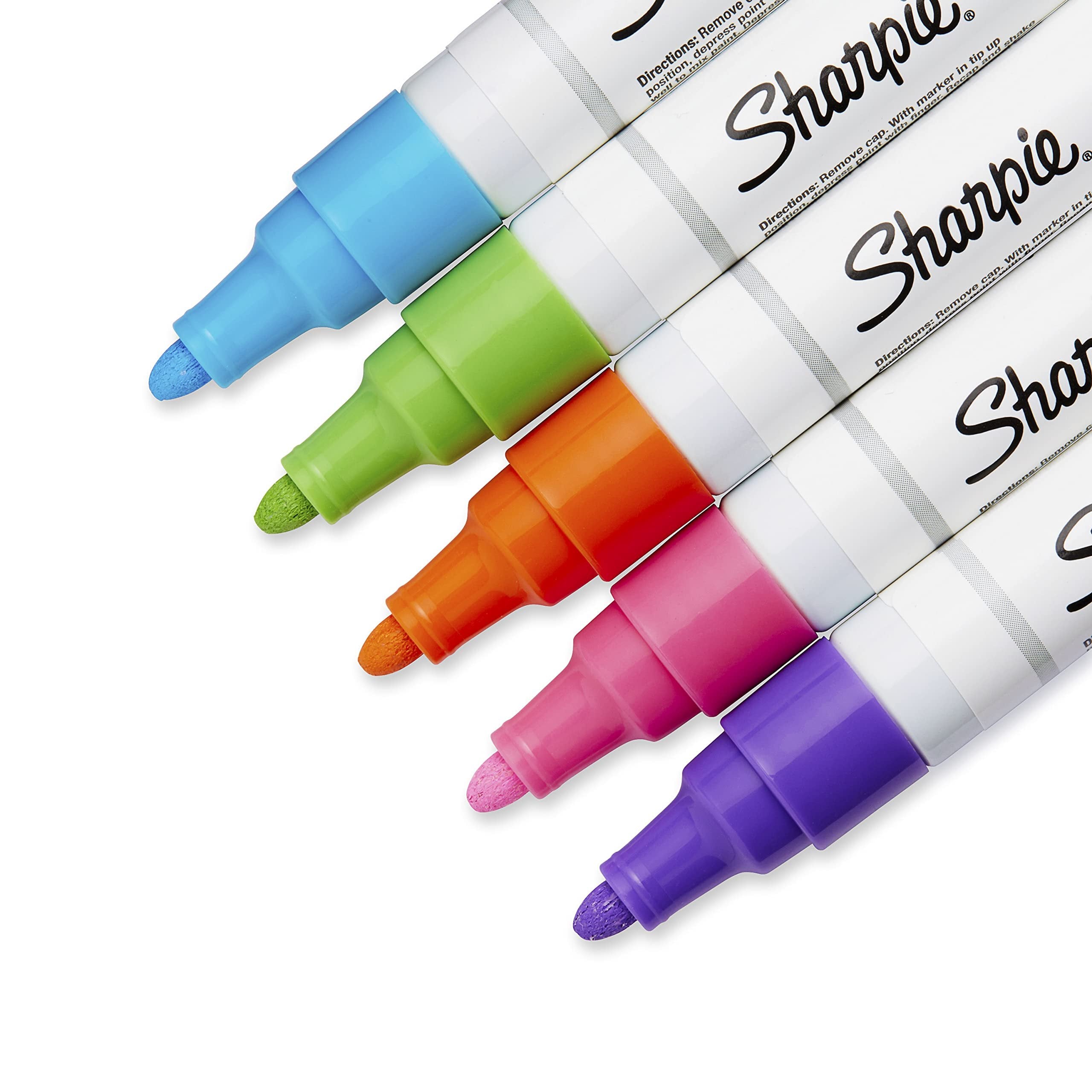 Sharpie Oil-Based Paint Markers, Medium Point, Bright Colors, 5 Count - Great for Rock Painting