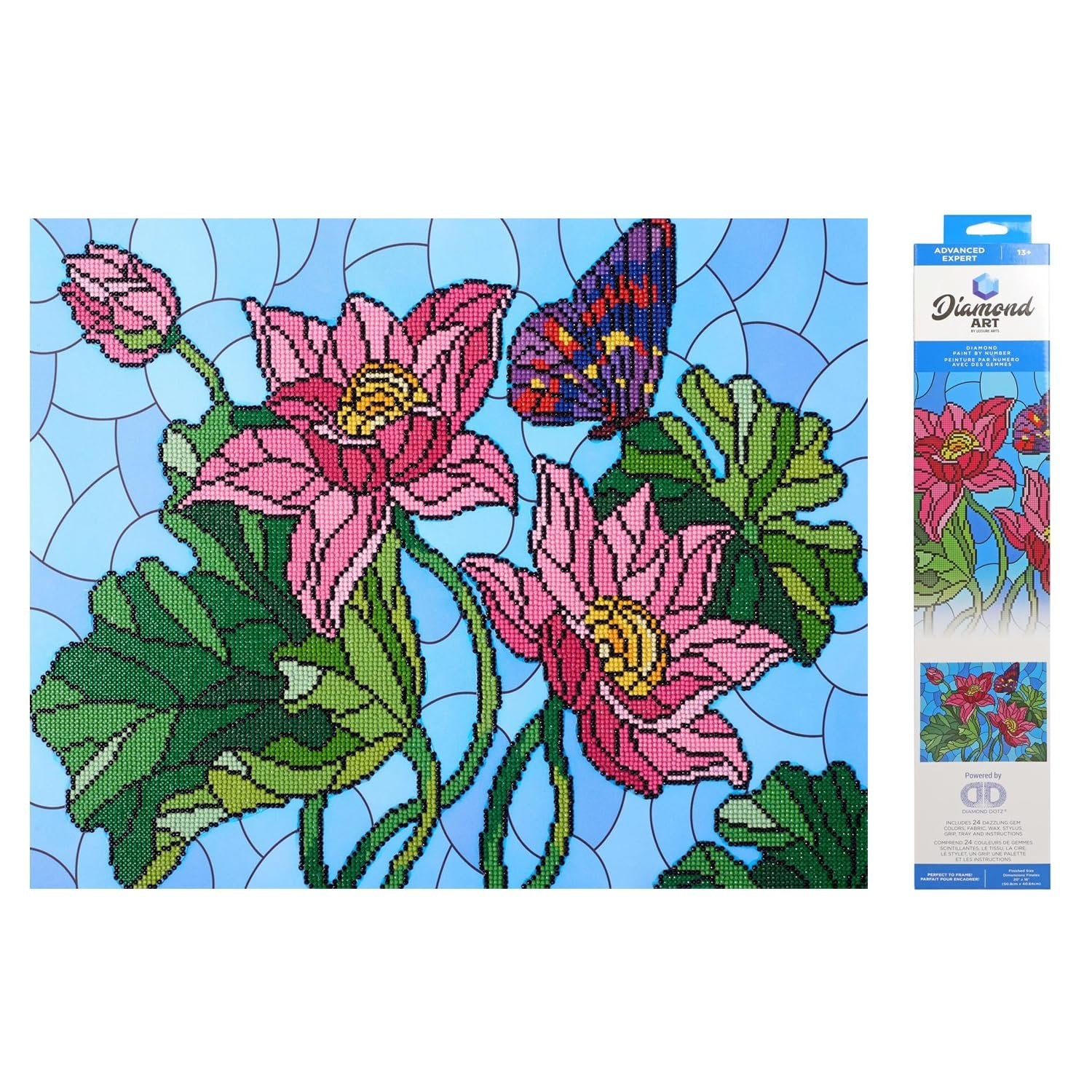 Leisure Arts DIAMND Art KIT 16X20 SG, Stained Glass Flower