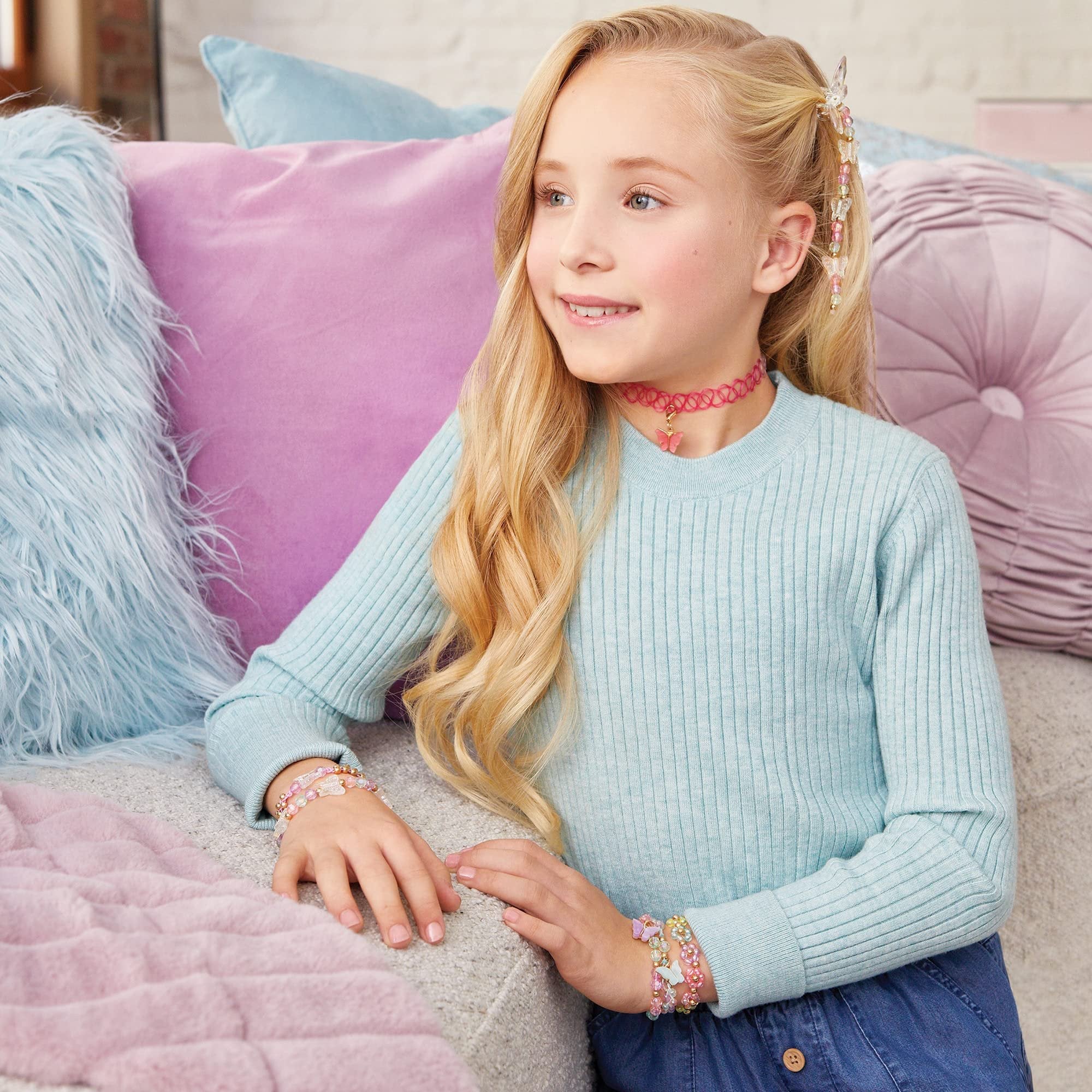 Make It Real: Butterfly Jewelry Set - Create 7 Pieces Of Jewelry, 281 Pieces, Includes Play Tray, DIY All-In-One Kit, Tweens & Girls, Arts & Crafts, Kids Ages 8+