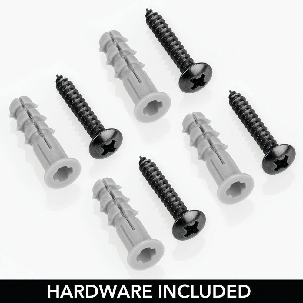 mDesign Metal Wall Mount Kitchen Spice Bottle Rack Holder, Food Storage Organizer for Cabinet, Cupboard, Pantry, Shelf - Holds Spices, Jars, Baking Supplies, Cans, 3 Tier - Black