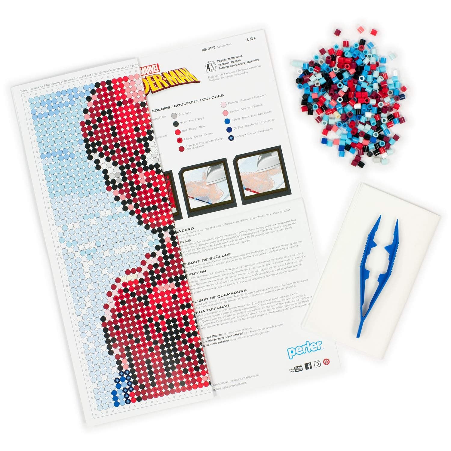 Perler Spiderman Marvel Pattern and Fuse Bead Kit, x 11'', 3503pc