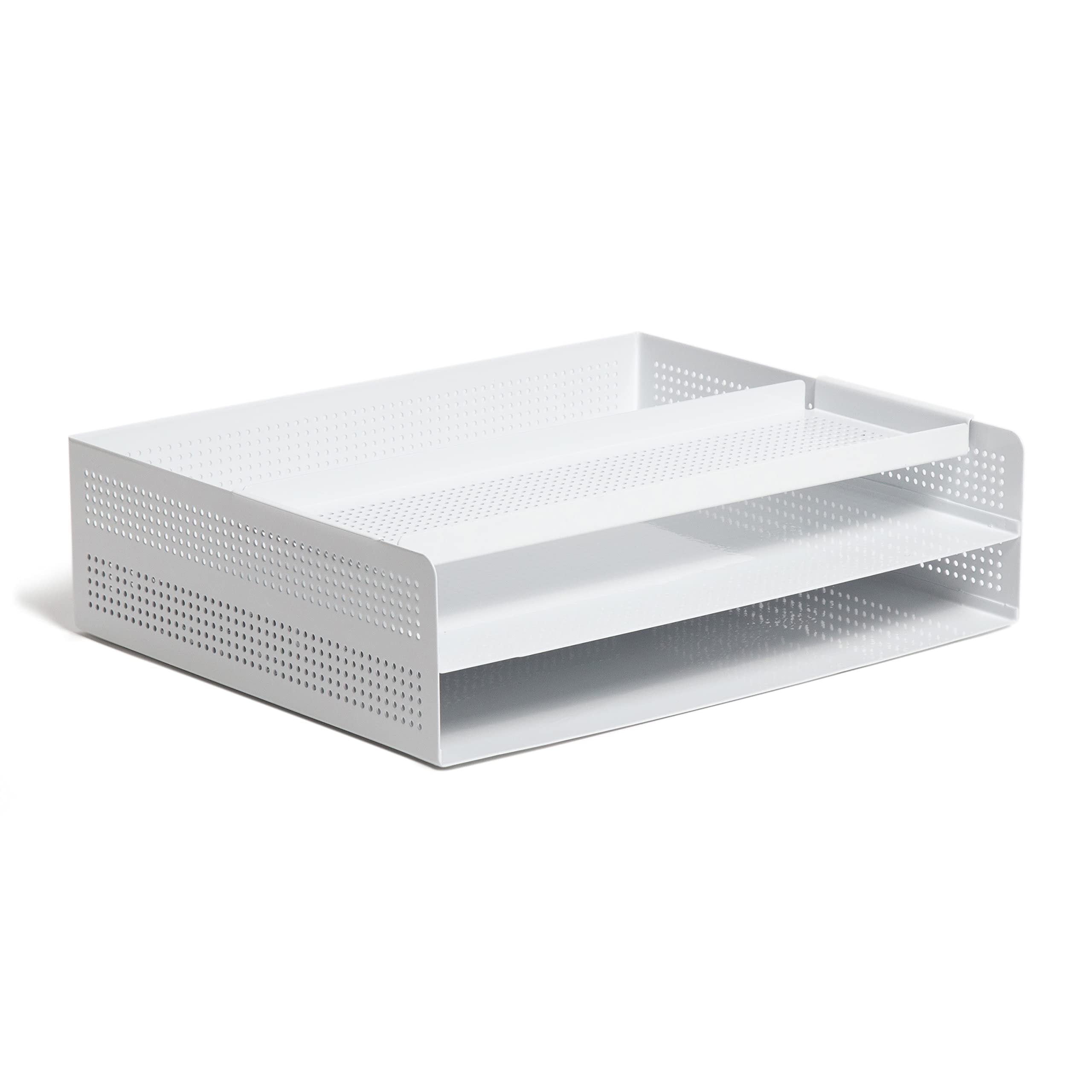 U Brands Modern Perforated Paper Tray, Office Supplies, Metal, White, 1 Count