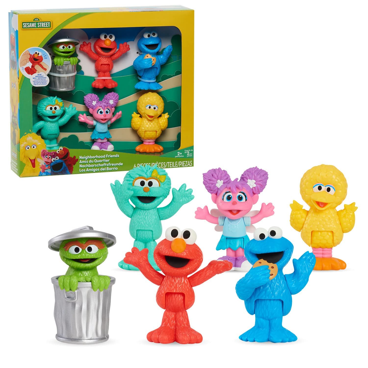 Sesame Street Neighborhood Friends, 6-piece Poseable Figurines, Officially Licensed Kids Toys for Ages 2 Up by Just Play