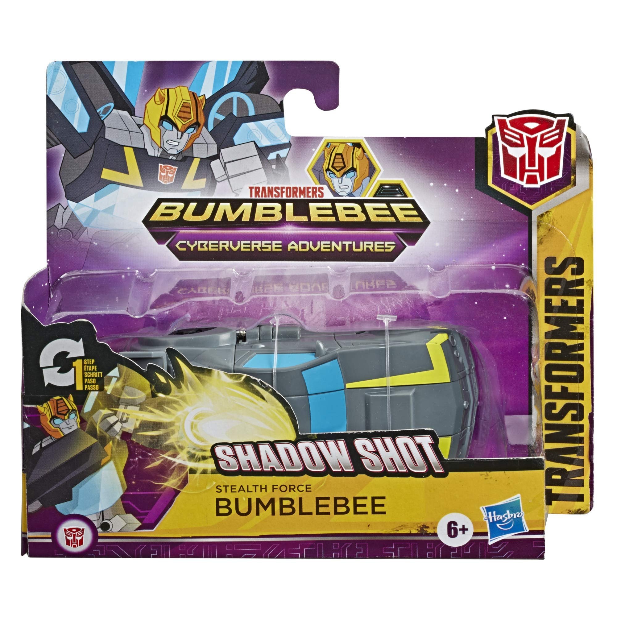 Transformers Bumblebee Cyberverse Adventures Action Attackers: 1-Step Stealth Force Bumblebee Figure, Shadow Shot Action Attack, 4.25-inch