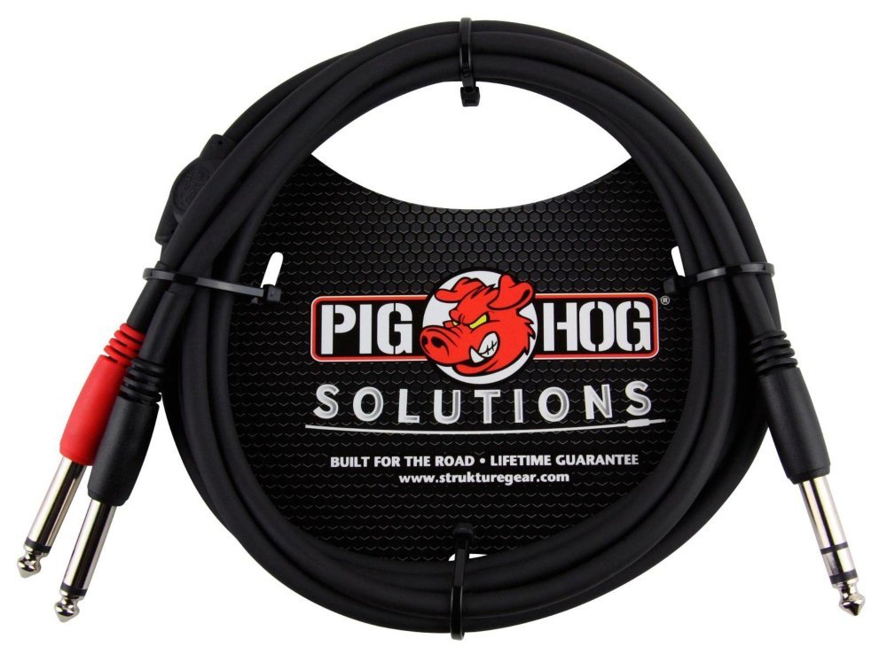 Pig HOG Y Cable, RCA(M)-Dual RCA(F), 6" - PYRM2RF