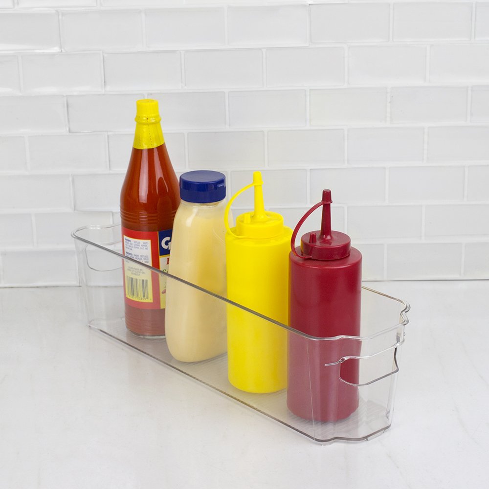 Home Basics Clear Plastic Storage Fridge Bin with Handles (Small)