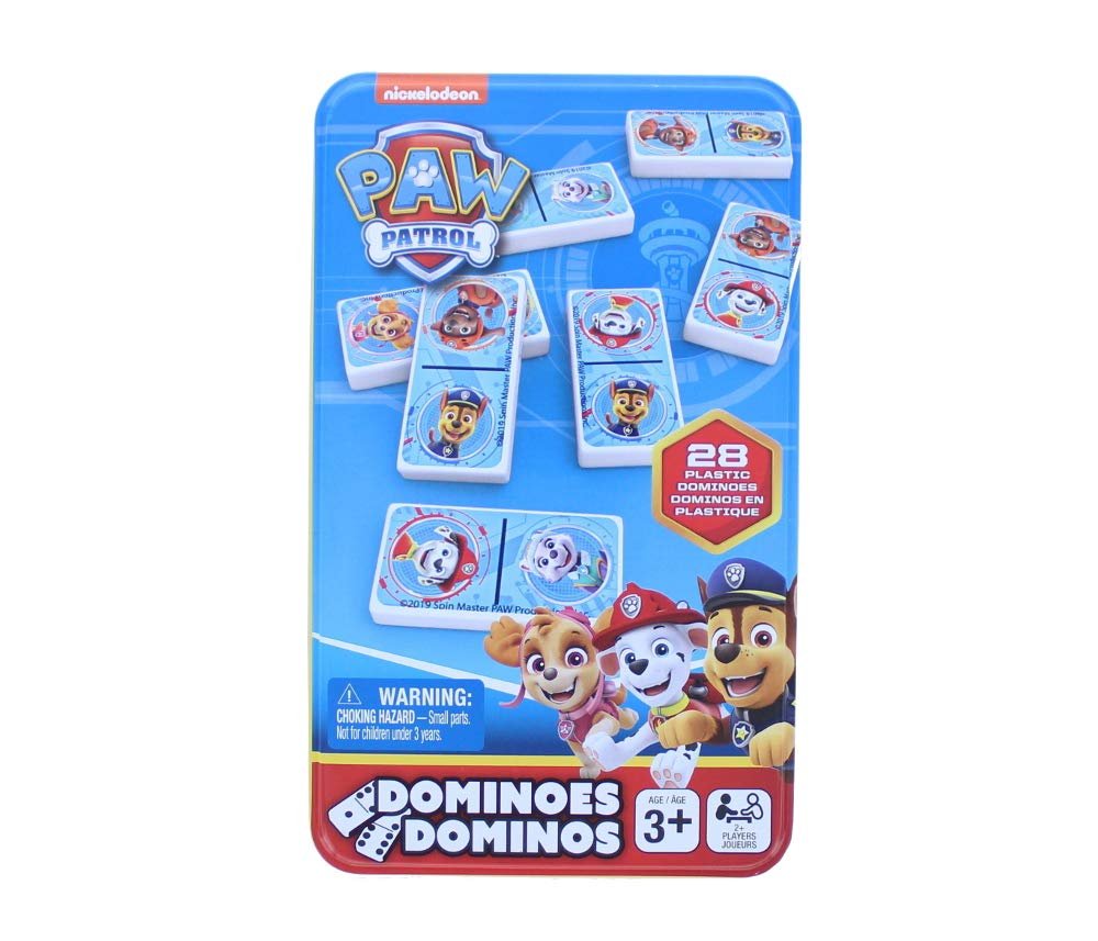 Paw Patrol Dominoes Game Set in Storage Tin, for Families and Kids Ages 4 & Up - 28 Dominoes