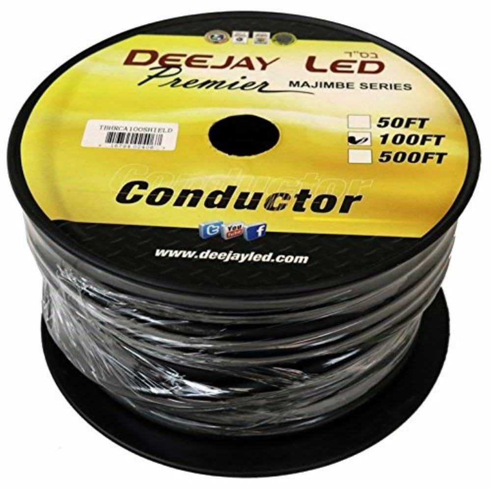 DEEJAYLED Premium Quality 100 Feet Of Raw Copper Braid Shielded RCA Signal Cable Four Channel Two Conductor All Copper Stranded Cable