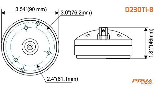 PRV AUDIO 1" Exit Bolt-on Driver D230Ti-B 60 Watts 8 Ohm, Pro Audio Titanium Compression Driver for Replacement for Pro Audio Systems (Single)