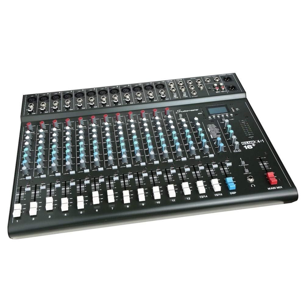 STUDIOMASTER CLUBXS16 CLUB XS16 Plus 12-Channel 12-Input Mixer Portable Compact Mixing Console with USB, Bluetooth, In Built DSP Effect