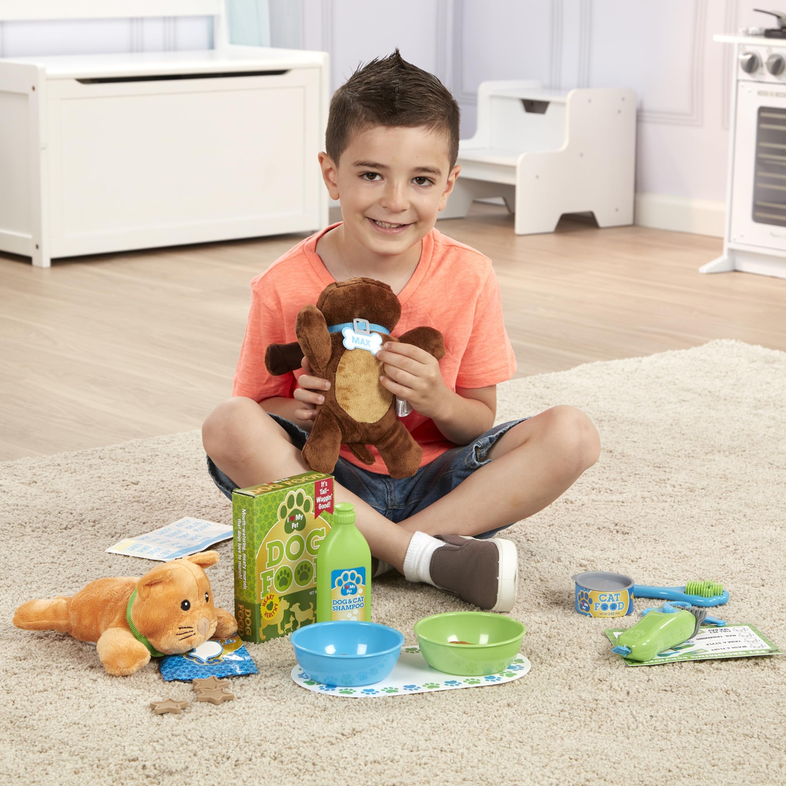 Melissa & Doug Feeding and Grooming Pet Care Play Set - Pretend Play Vet Toy Veterinarian Kit For Kids