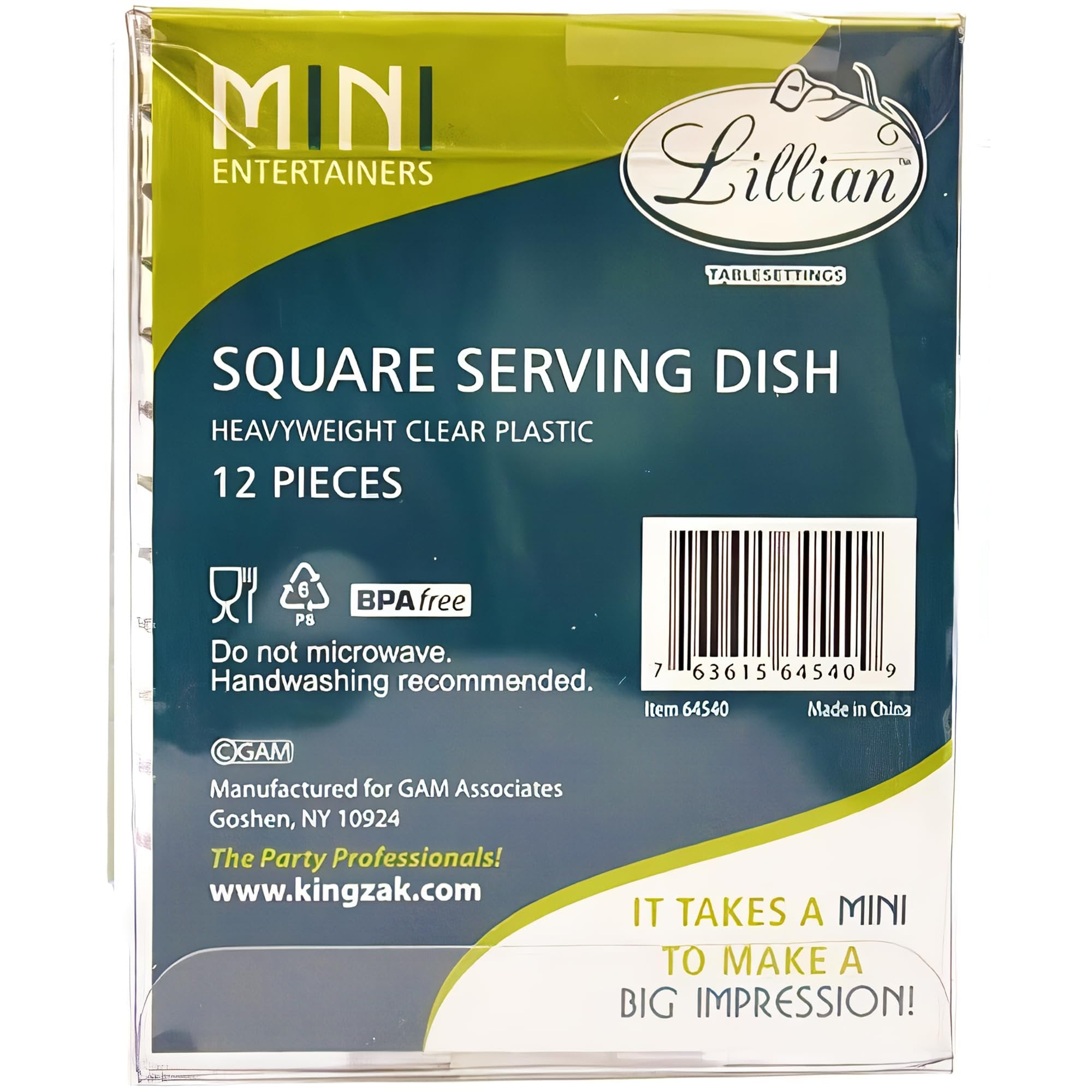 Lillian Tablesettings Lillian Mini Plastic Square Serving Dish, Clear, Pack of 12 dishes, Clear, 3 oz (64540)
