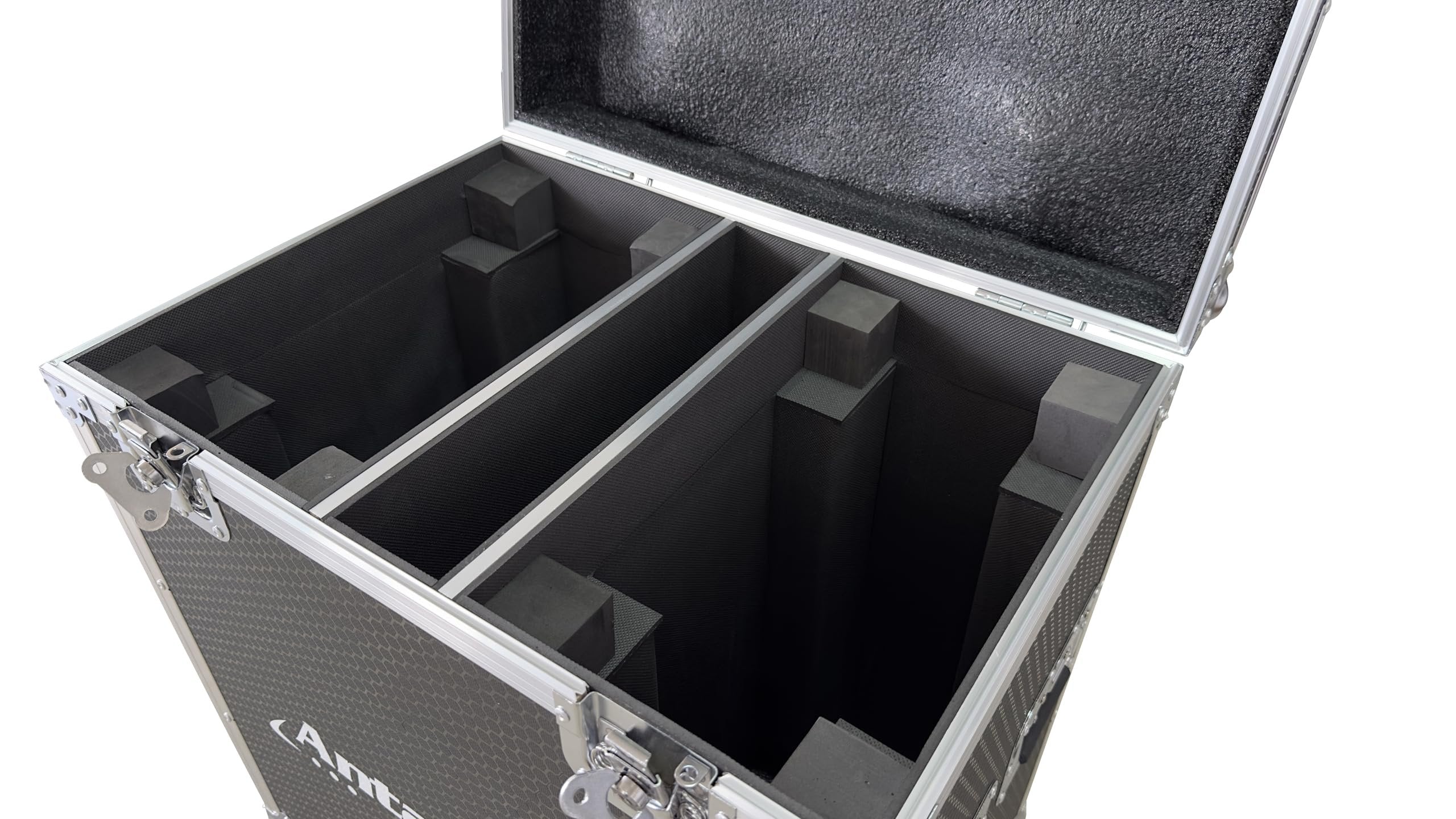 ANTAKIPRO AP-350CASE PRO Road Case, Holds 2 Moving Head Lights Spacious Interior Secure Compartments Rolling Flight Case Storage with Wheels Black