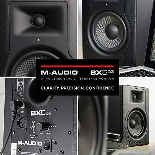 M-Audio Active Studio Monitors for Music Production/Mixing (Pair) and TRS Balanced Interconnect Cables
